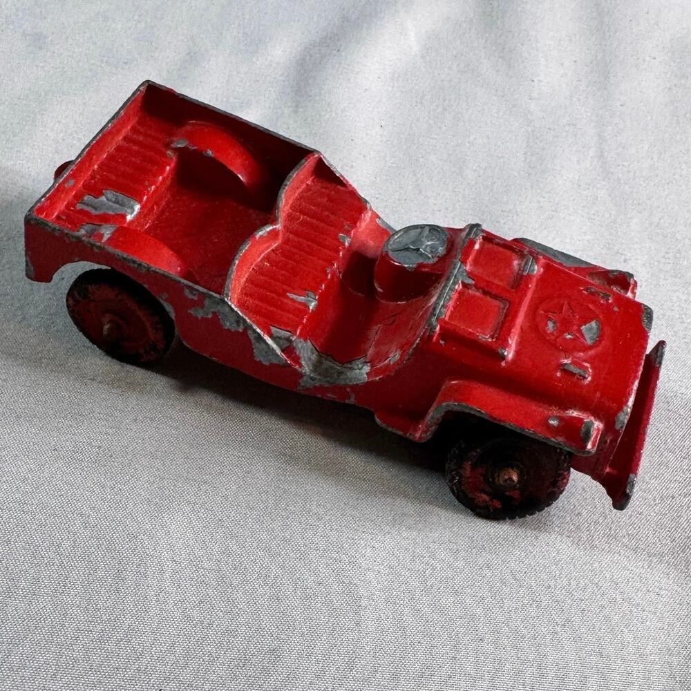 Vintage Tootsietoy Die Cast Jeep Made in USA Red Military Utility Vehicle